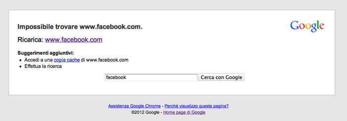 Facebook non raggiungibile