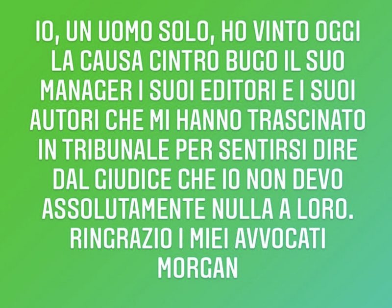 Morgan: vinta la causa contro Bugo